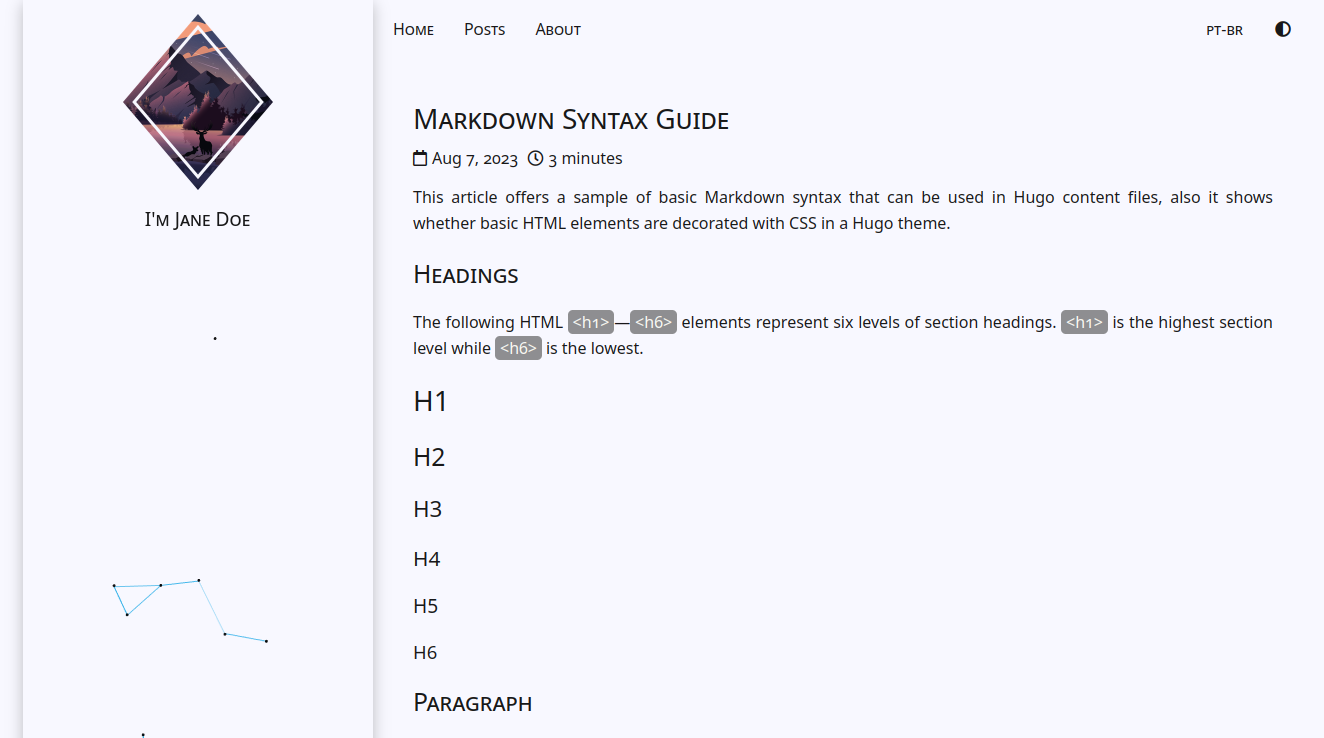 exampleSite with a sans serif font